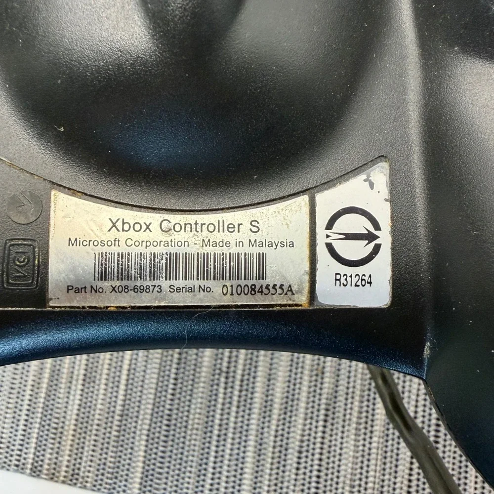 Microsoft Xbox Controller S Black Wired Gamepad with 8MB Memory Unit Untested